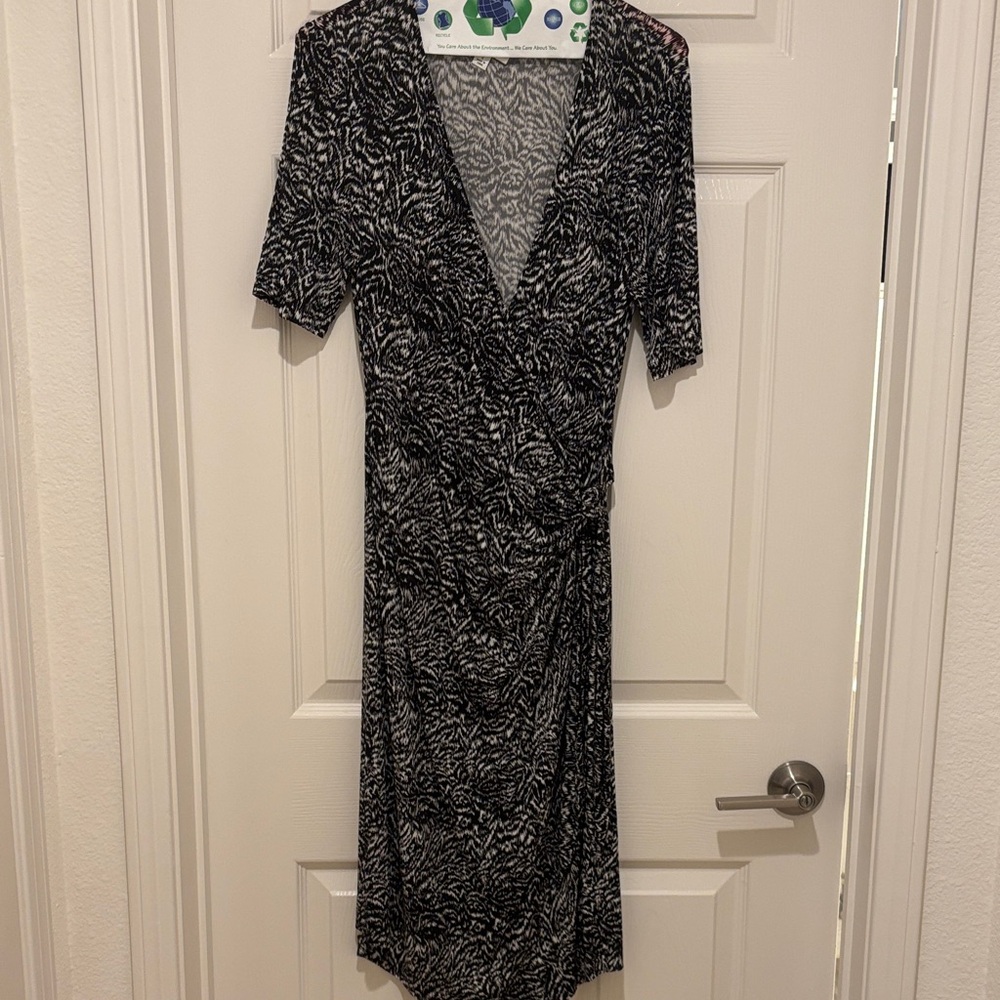 Neiman Marcus Zebra Print Midi Dress